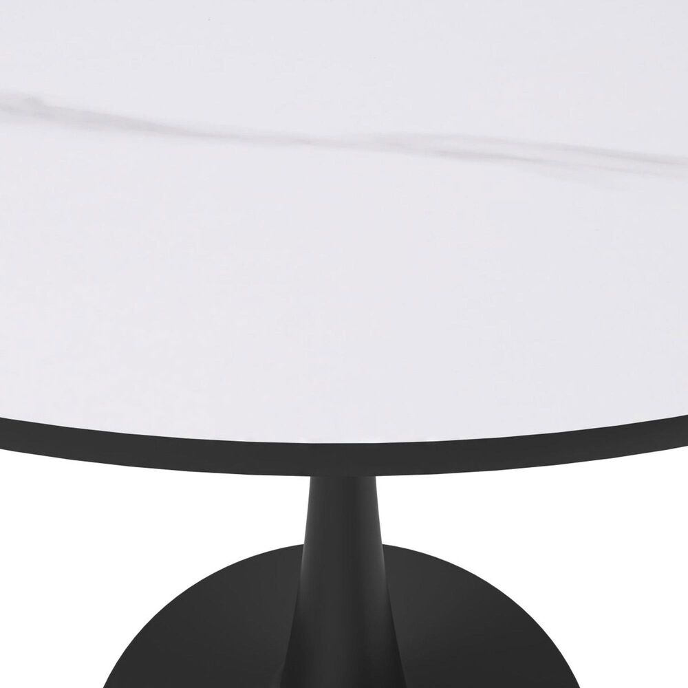 Leisuremod Leisuremod Bristol 35 round dining table Black base with White Sintered stone Top, , large