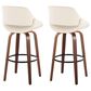 LumiSource Fabrico 30" Swivel Fixed-Height Bar Stool with Cream Faux Leather Upholstery in Black and Walnut (Set of 2), , large