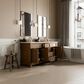James Martin Vanities Brookfield 72" Double Bathroom Vanity in Pecan with 3cm Ethereal Noctis Quartz Top and Rectangular Sinks, , large