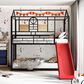 Hearth and Haven Twin over Twin House Bunk Bed with Built-in Slide in Black and Red, , large