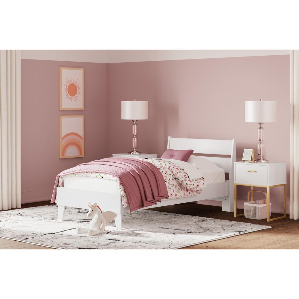 Ashley Socalle 1-Drawer Nightstand in Matte White and Gold, , large