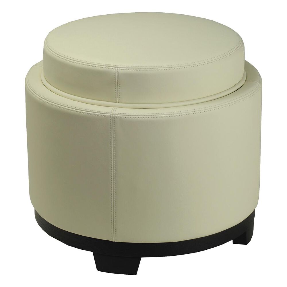 Safavieh Round Storage Ottoman in Off White, , large