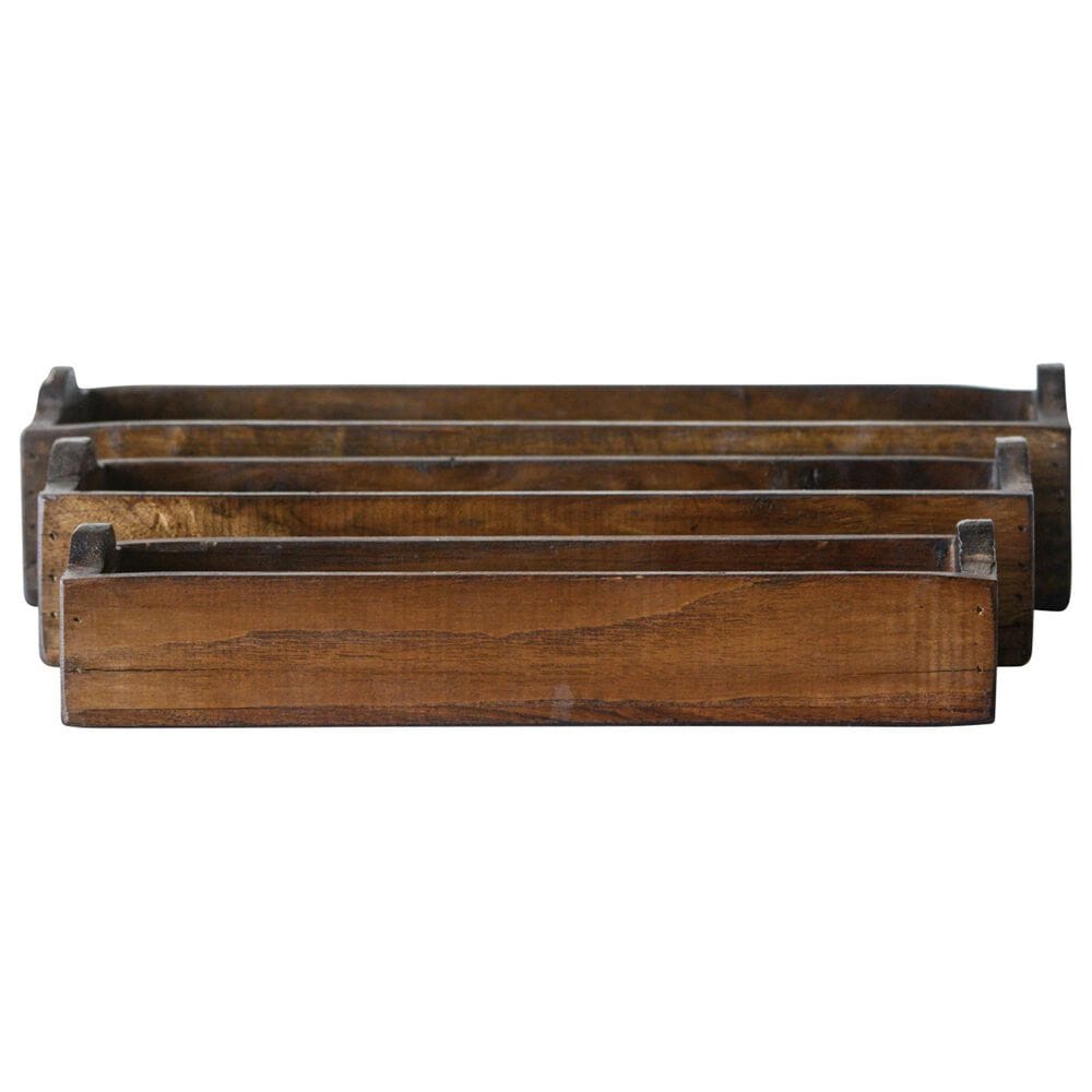 Creative Coop 3-Piece Found Wood Box Set in Brown, , large