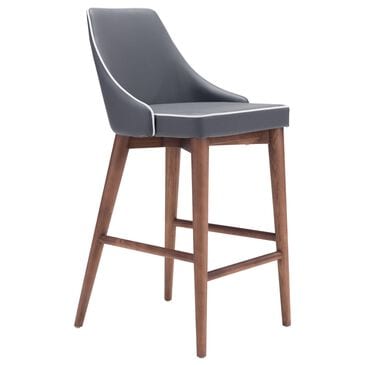 Zuo Modern Moor Counter Chair in Dark Gray/Brown, , large