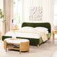 Jennifer Taylor Home Roman Queen Platform Bed with Olive Green Upholstered in Natural Whitewashed, , large