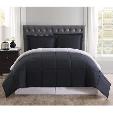 Pem America Truly Soft Everyday 3-Piece Full/Queen Reversible Comforter Set in Black and Grey, , large