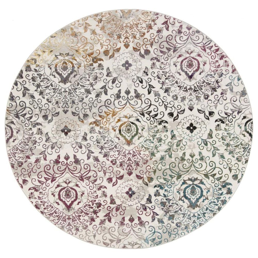 Safavieh Aria 6"6" Round Cream and Multicolor Area Rug, , large