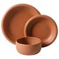 Gibson Home Corcisa Clay 12-Piece Stoneware Reactive Glaze Dinnerware Set in Burnt Apricot Terracotta, , large