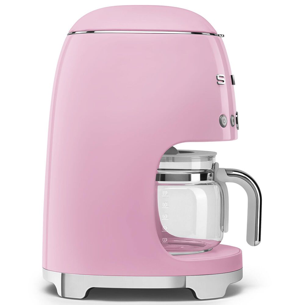 Smeg 47.34 Oz Drip Coffee Maker in Pink and Polished Chrome, , large