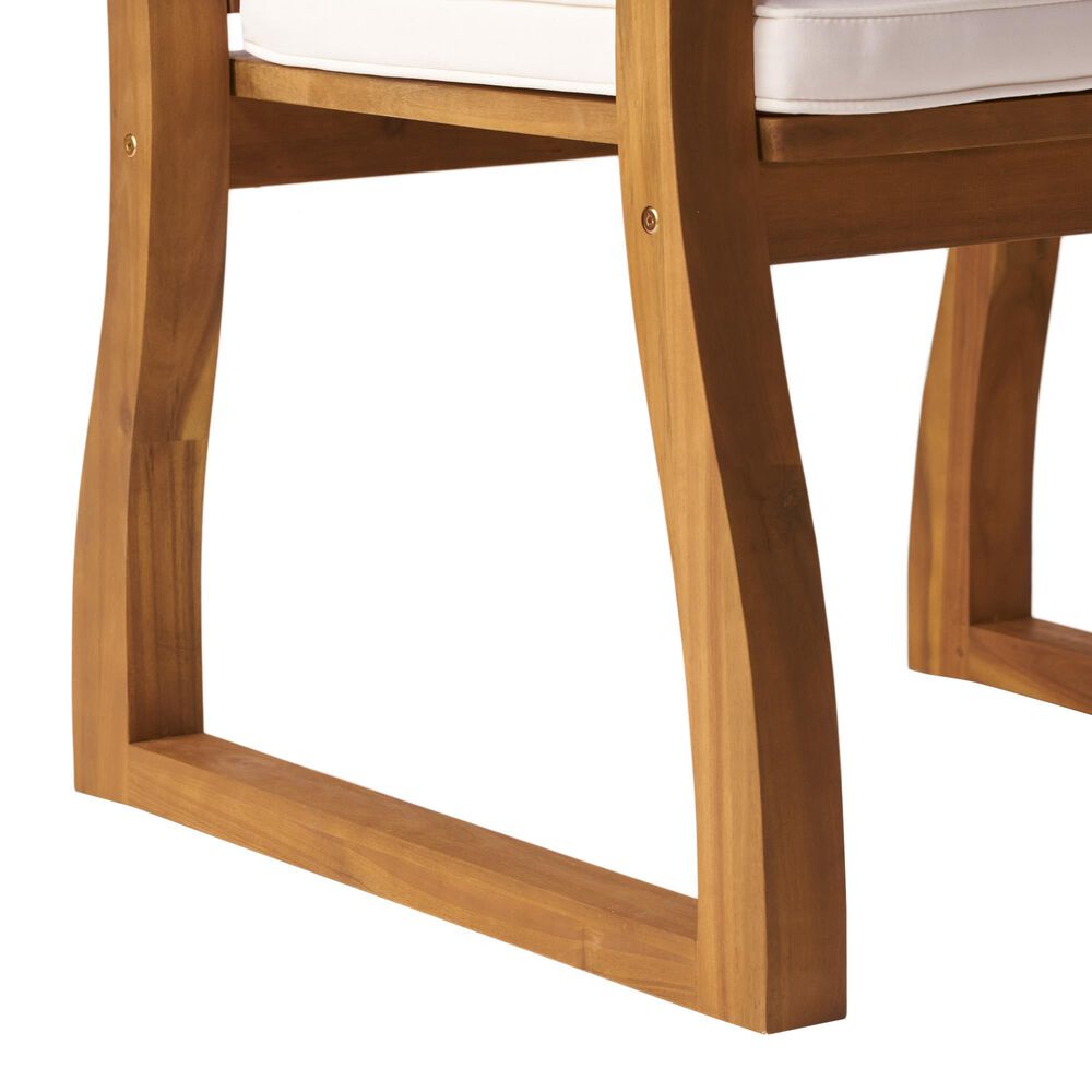 Hearth and Haven Della Dining Chair with Cream Cushion in Teak (Set of 2), , large
