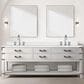 Lexora Home Norwalk 84" Double Bathroom Vanity in White Oak with White Cultured Marble Top and Rectangular Sinks, , large