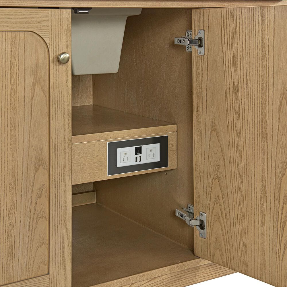 James Martin Vanities Laurent 60" Single Bathroom Vanity in Light Natural Oak with 3 cm Eternal Jasmine Pearl Silestone Top, Rectangle Sink and FreePower Wireless Charger, , large