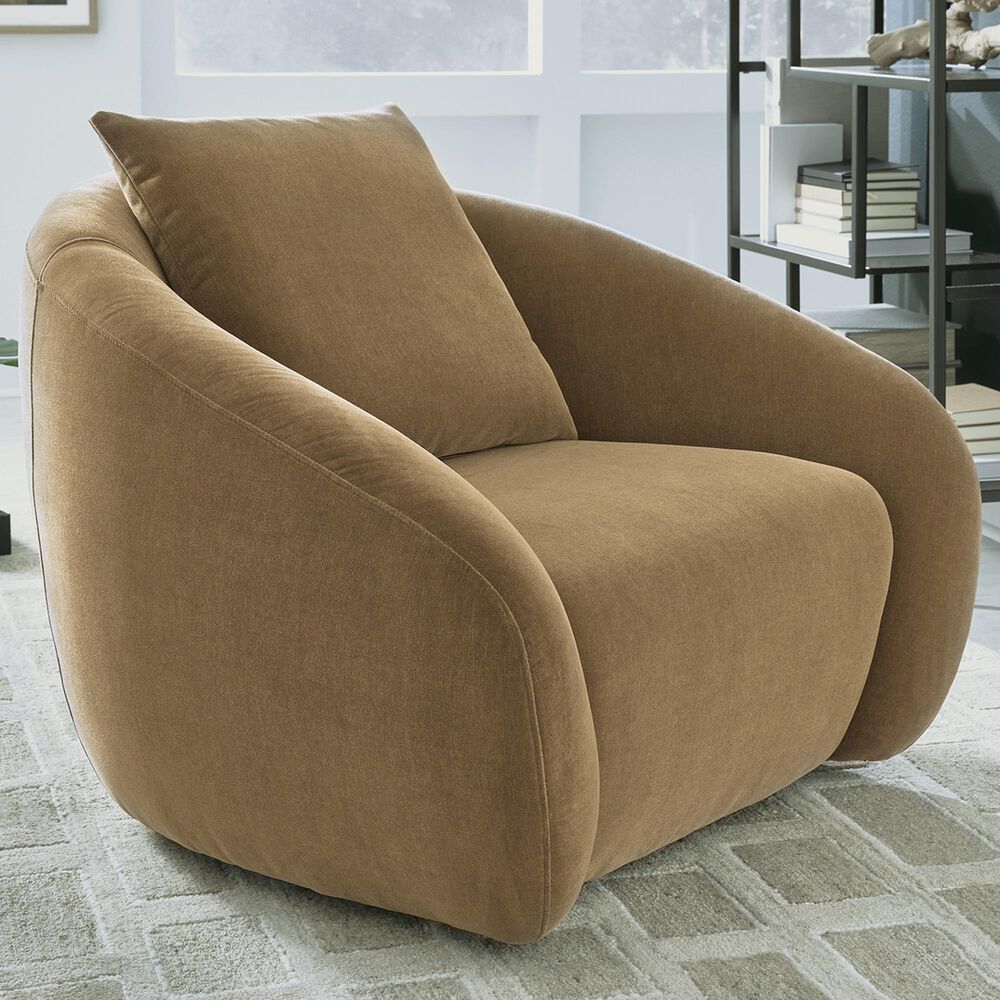 Ashley Yahya Swivel Accent Chair in Camel, , large