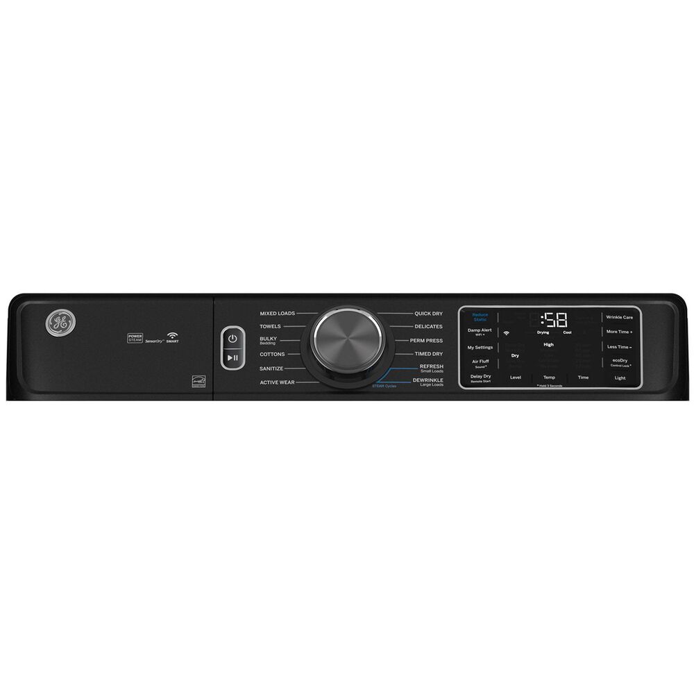 GE Appliances 7.8 Cu. Ft. Capacity Smart Front Load Gas Dryer with Steam and Sanitize Cycle in Carbon Graphite, , large