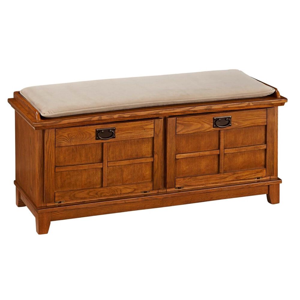 Home Styles Upholstered Bench in Cottage Oak, , large