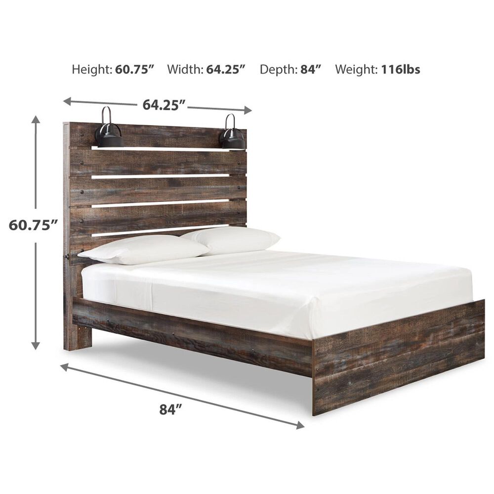 Ashley Drystan 3-Piece Queen Panel Bedroom Set in Brown Rustic, Burnt Orange and Teal, , large