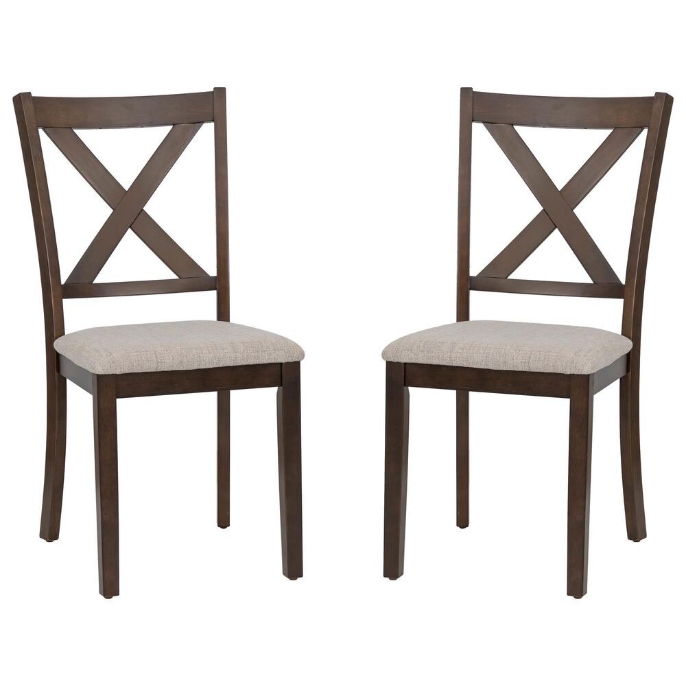 Linon Home Decor Warren X-Back Side Chair in Warm Brown (Set of 2), , large