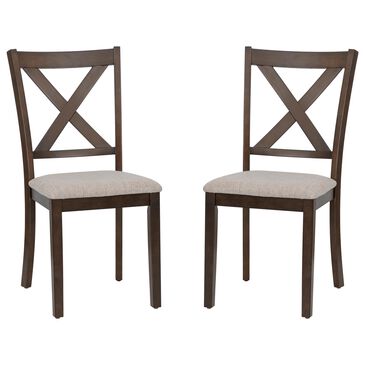 Linon Home Decor Warren X-Back Side Chair in Warm Brown (Set of 2), , large