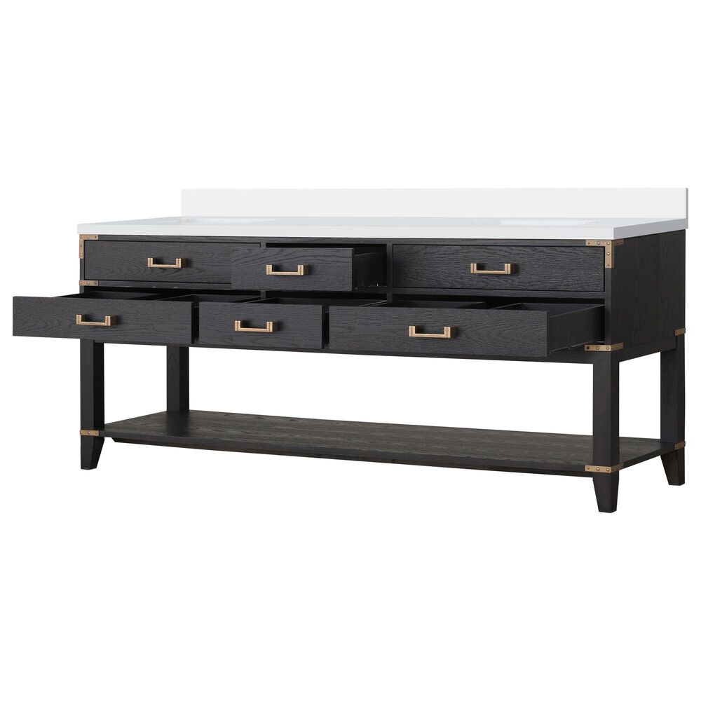 Lexora Home Norwalk 80&quot; Double Bathroom Vanity in Black Oak with White Cultured Marble Top  and Rectangle Sink, , large