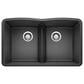 Blanco Diamond Equal Double Bowl Kitchen Sink with Low Divide in Anthracite, , large