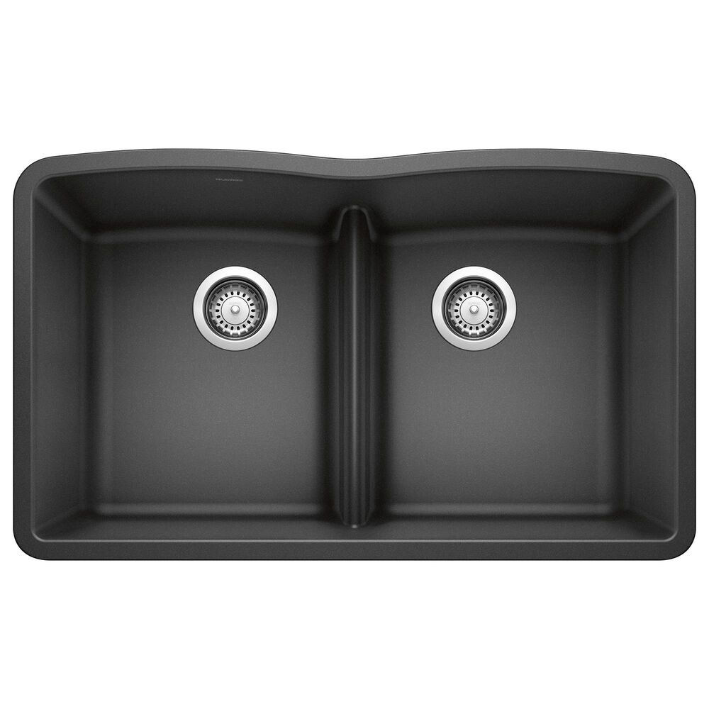 Blanco Diamond Equal Double Bowl Kitchen Sink with Low Divide in Anthracite, , large