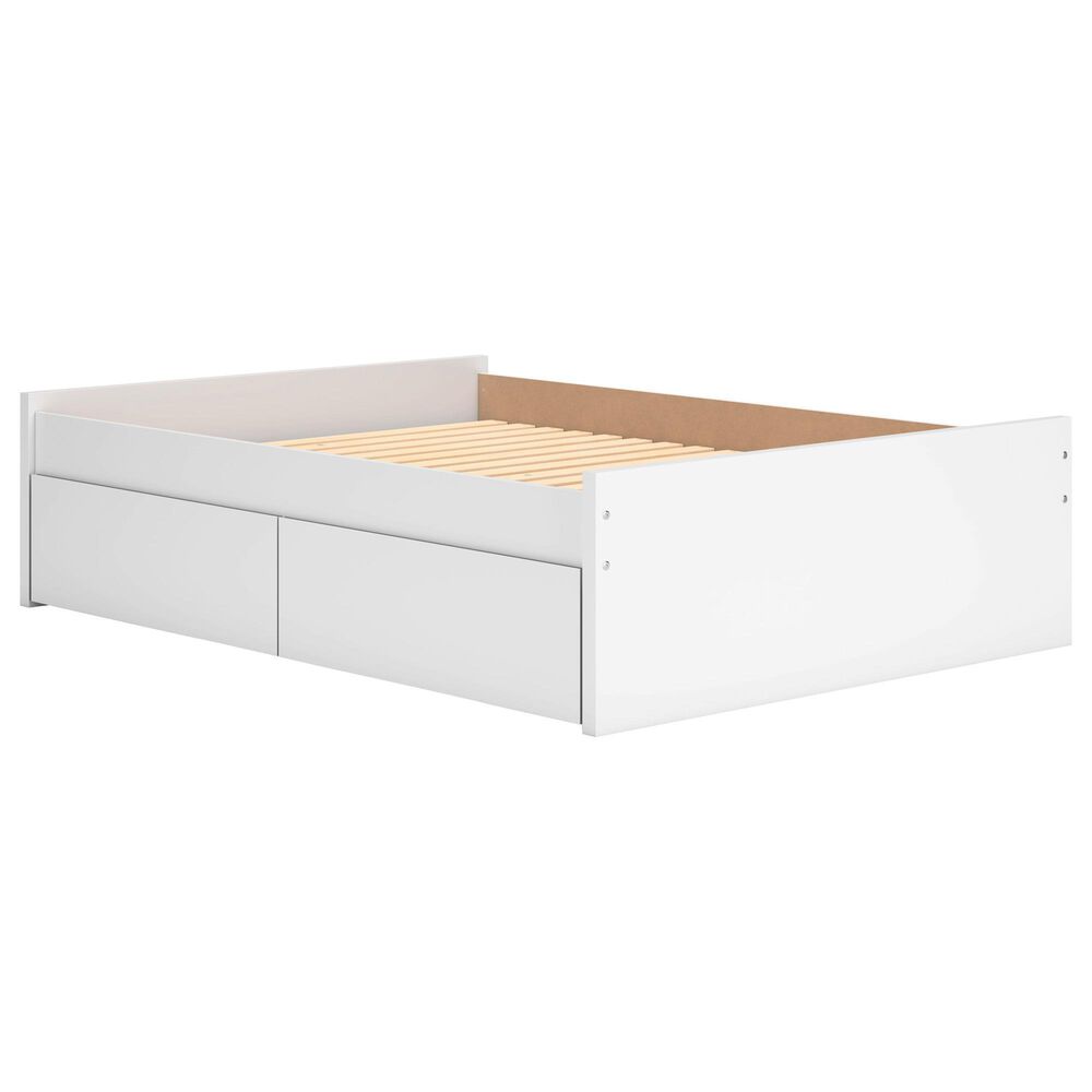 Ashley Onita Full Platform Bed with No Headboard and 2 Side Storage in White, , large