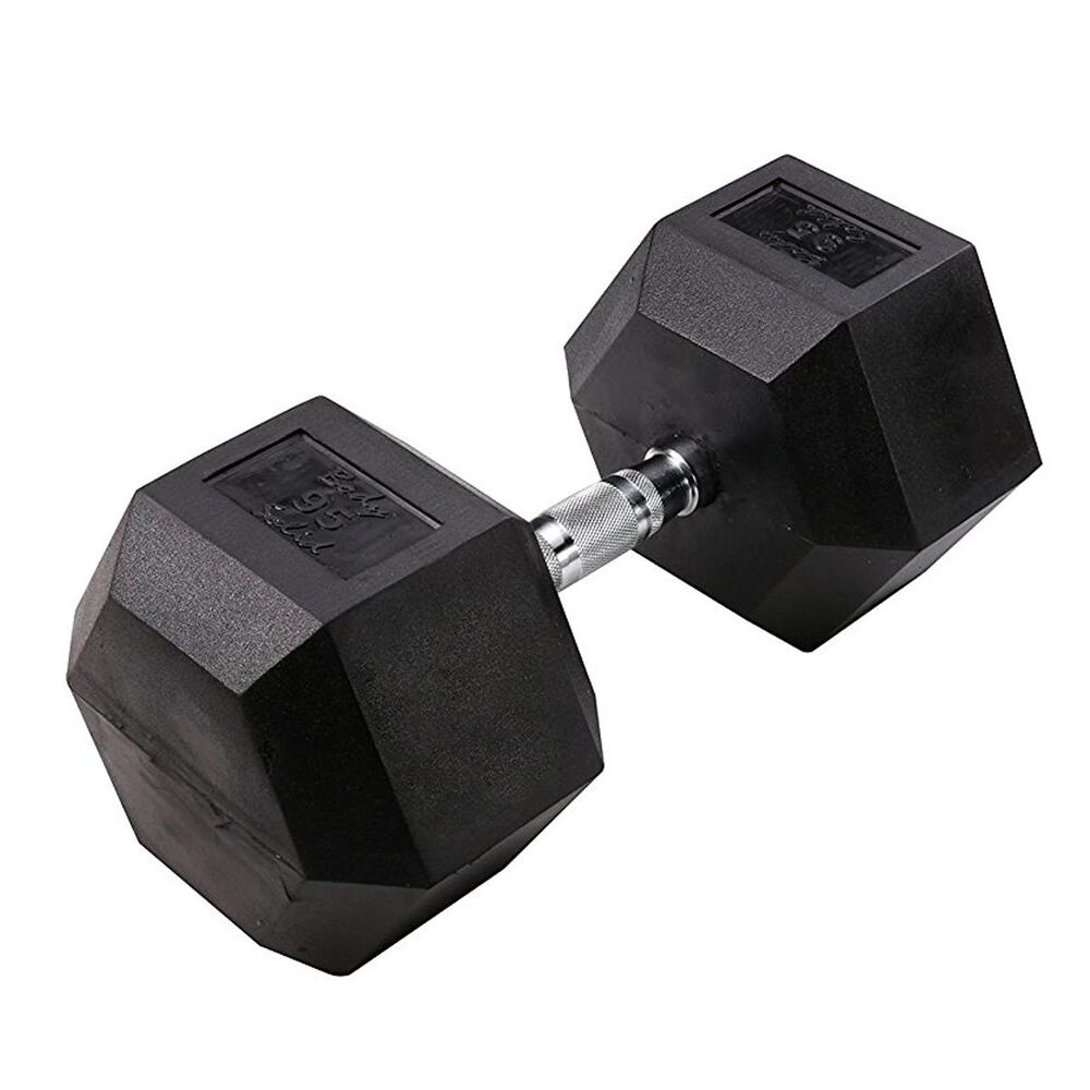 Body Solid 95 Lb. Rubber Coated Hex Dumbbell, , large
