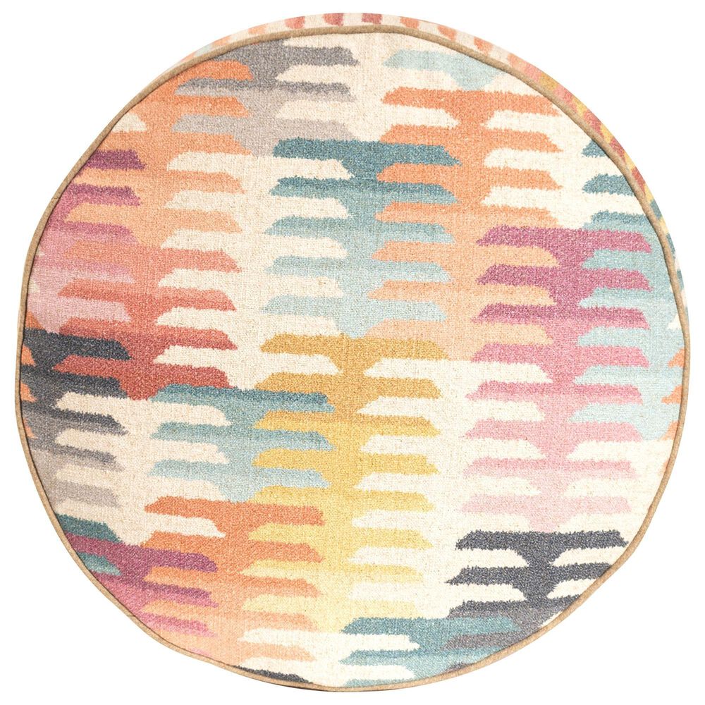 Howard Elliott Navajo Foot Pouf in Coral, Blush, Teal and Mustard, , large