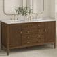 James Martin Vanities Myrrin 60" Double Vanity in Mid Century Walnut with 3 cm Victorian Silver Quartz Top, , large