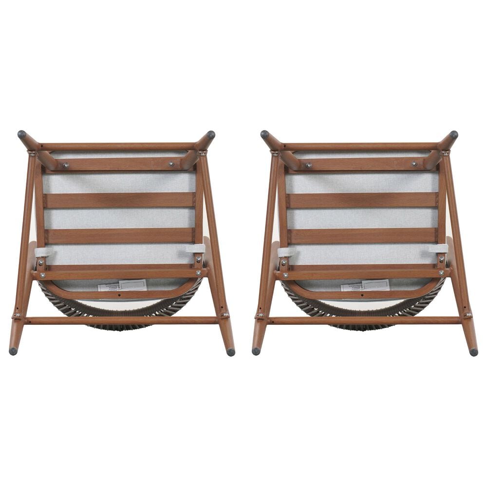 Hearth and Haven 26" Outdoor Counter Stool with Teak Frame in Light Gray (Set of 2), , large