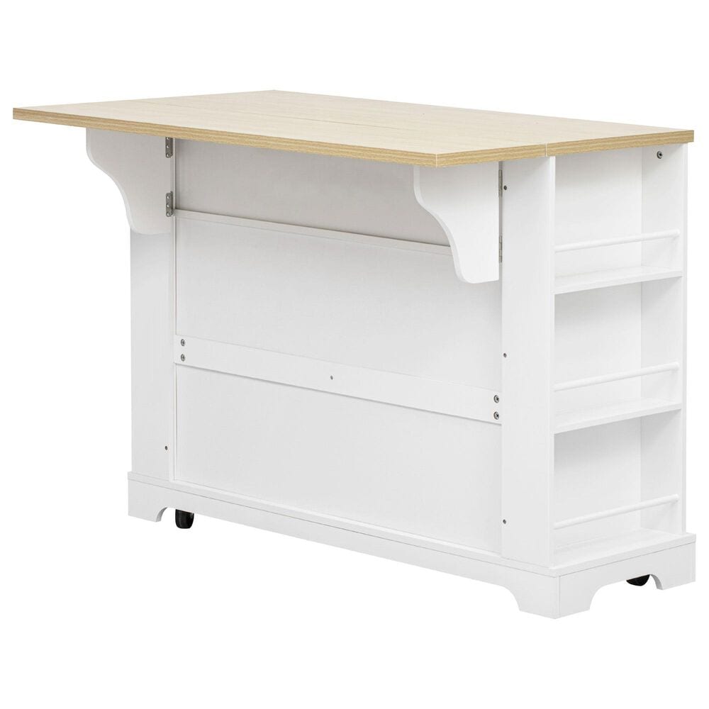 HOMLUX 51" Kitchen Island with Pull Out Trash Can Storage in White, , large