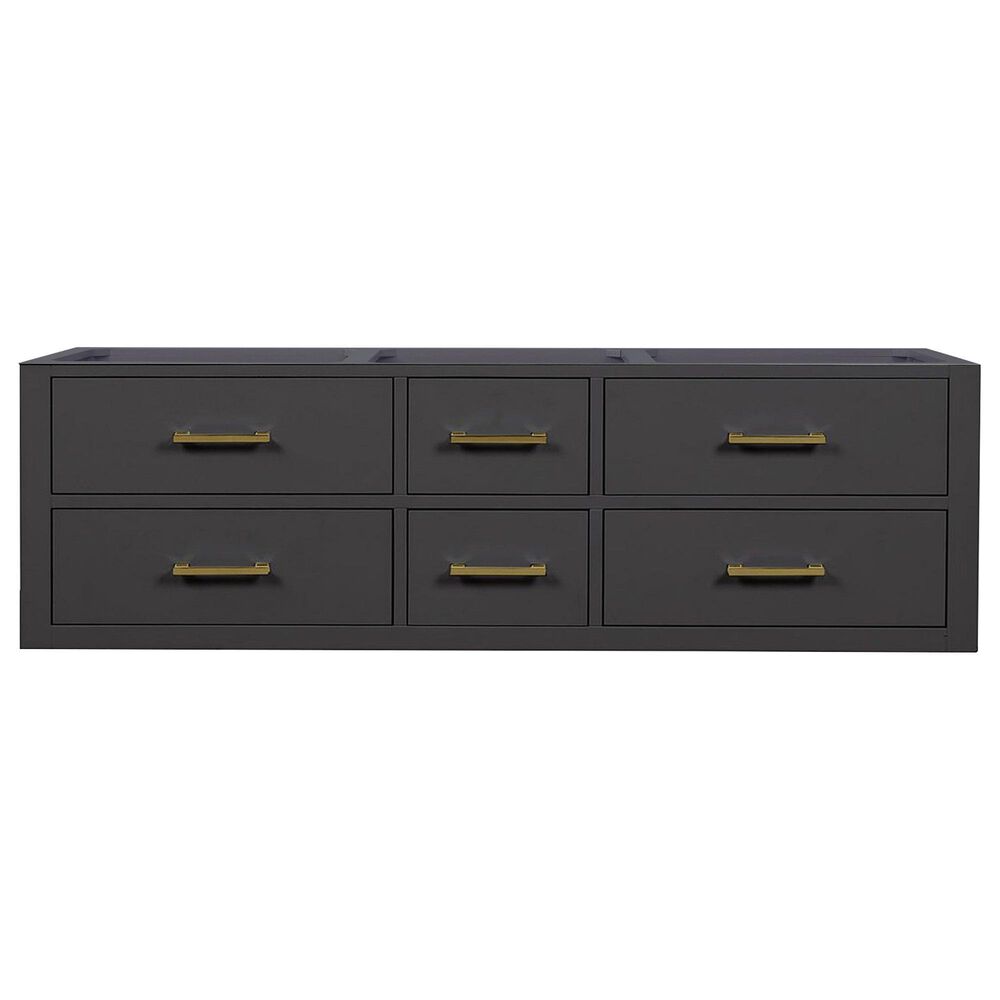 Lexora Home Castor 60&quot; Double Bathroom Vanity in Black with 2 cm White Carrara Marble Top and Rectangular Sinks, , large