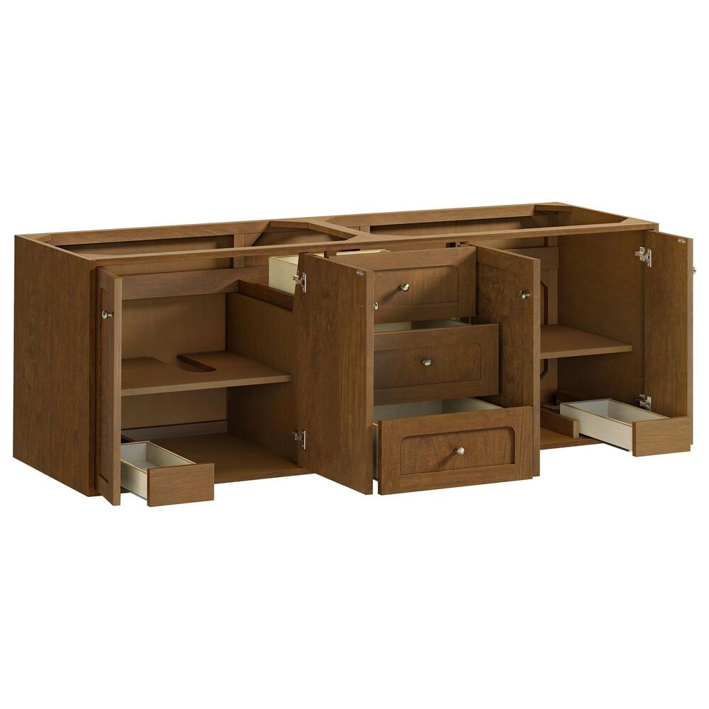 James Martin Laurent 72" Double Bathroom Vanity in Honey Oak with 3 cm Victorian Silver Silestone Top and Rectangular Sinks, , large