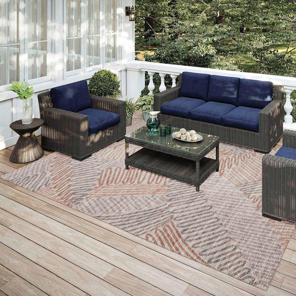 Dalyn Rug Company Sedona Floral 3&#39; x 5&#39; Walnut Indoor/Outdoor Area Performance Rug, , large