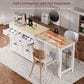 HOMLUX 75" Kitchen Island with Extendable Dining Table in White, , large
