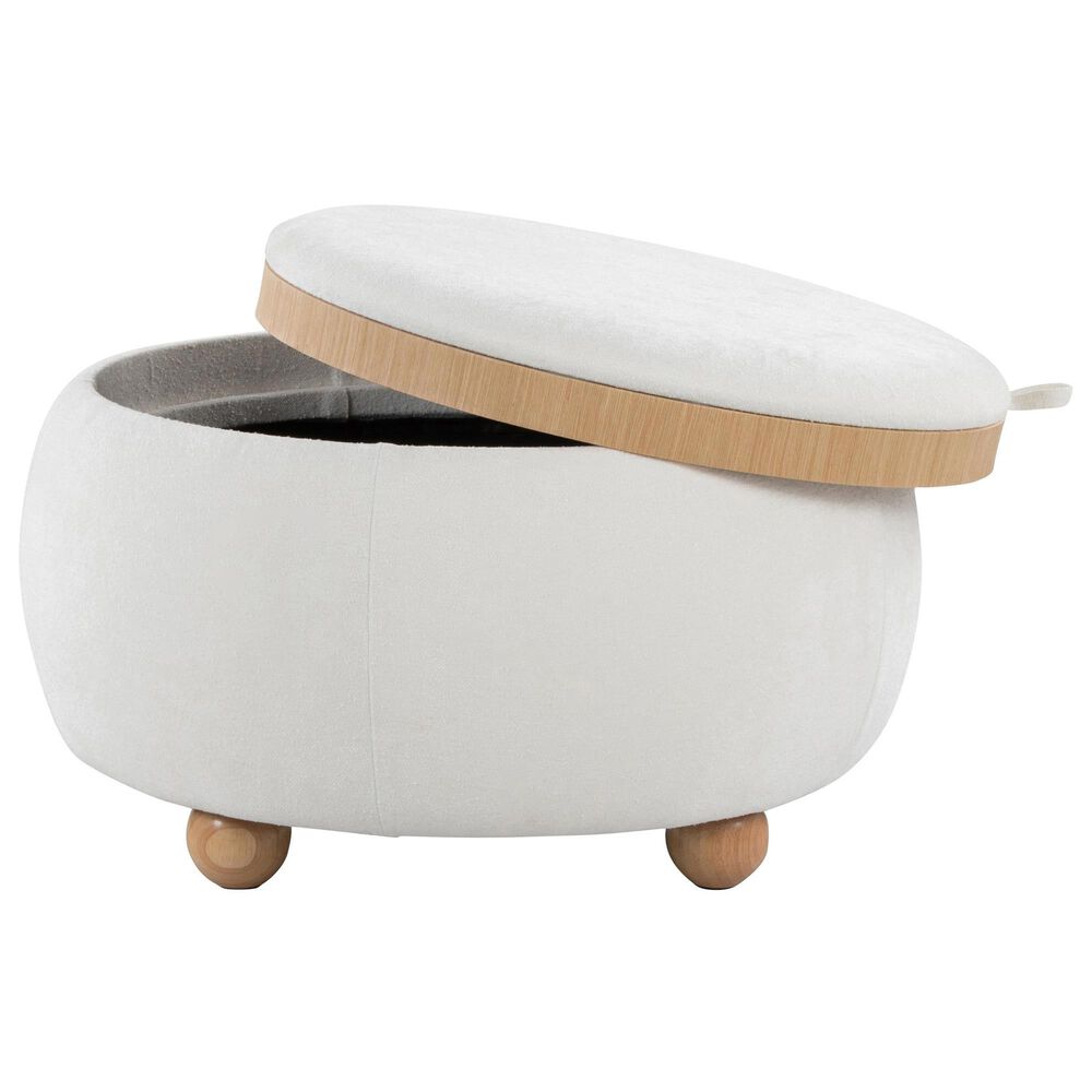 Lumisource Tray Storage Pouf with Leg in White, , large