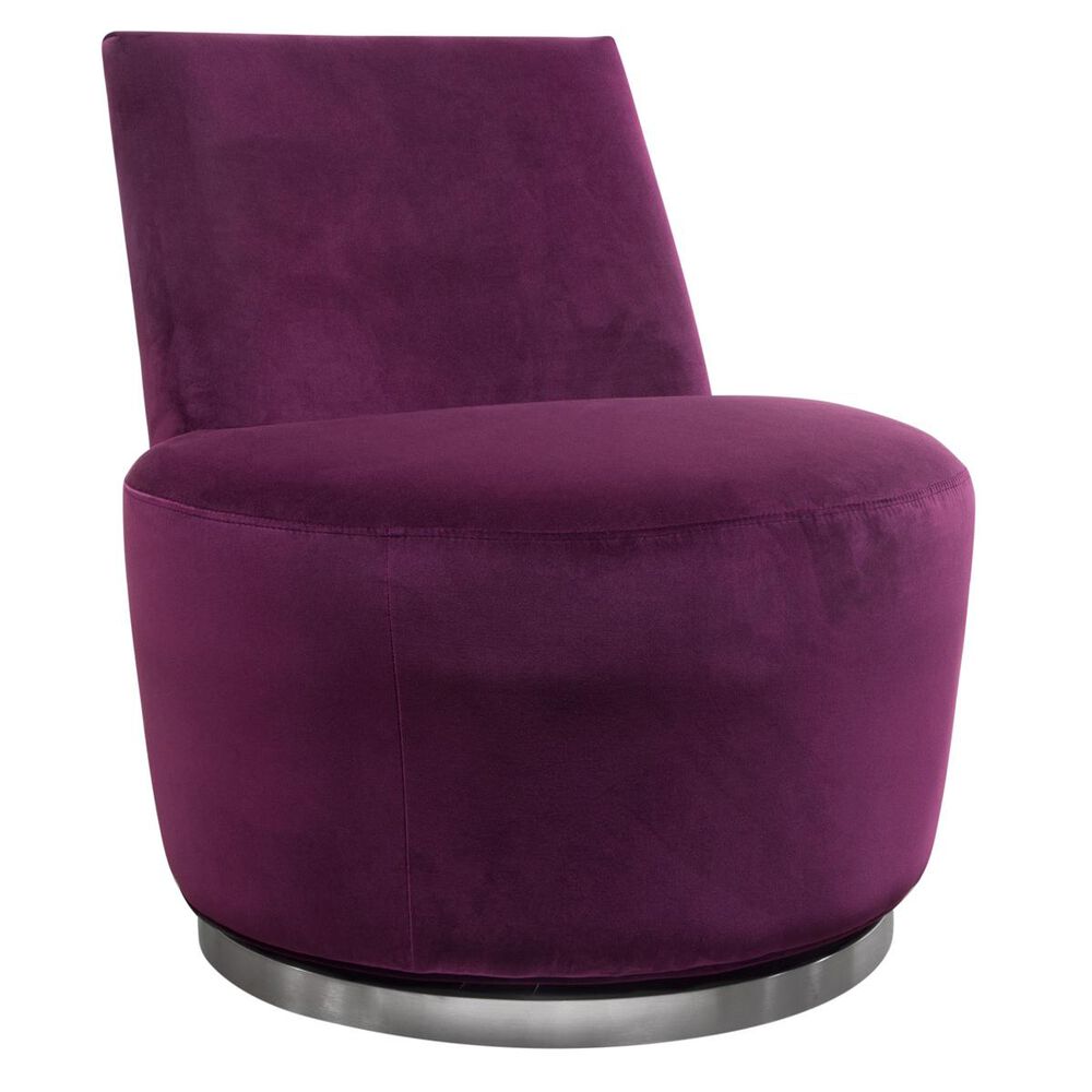 Lily and Lee Furniture Blake Swivel Armless Accent Chair in Violet Velvet, , large
