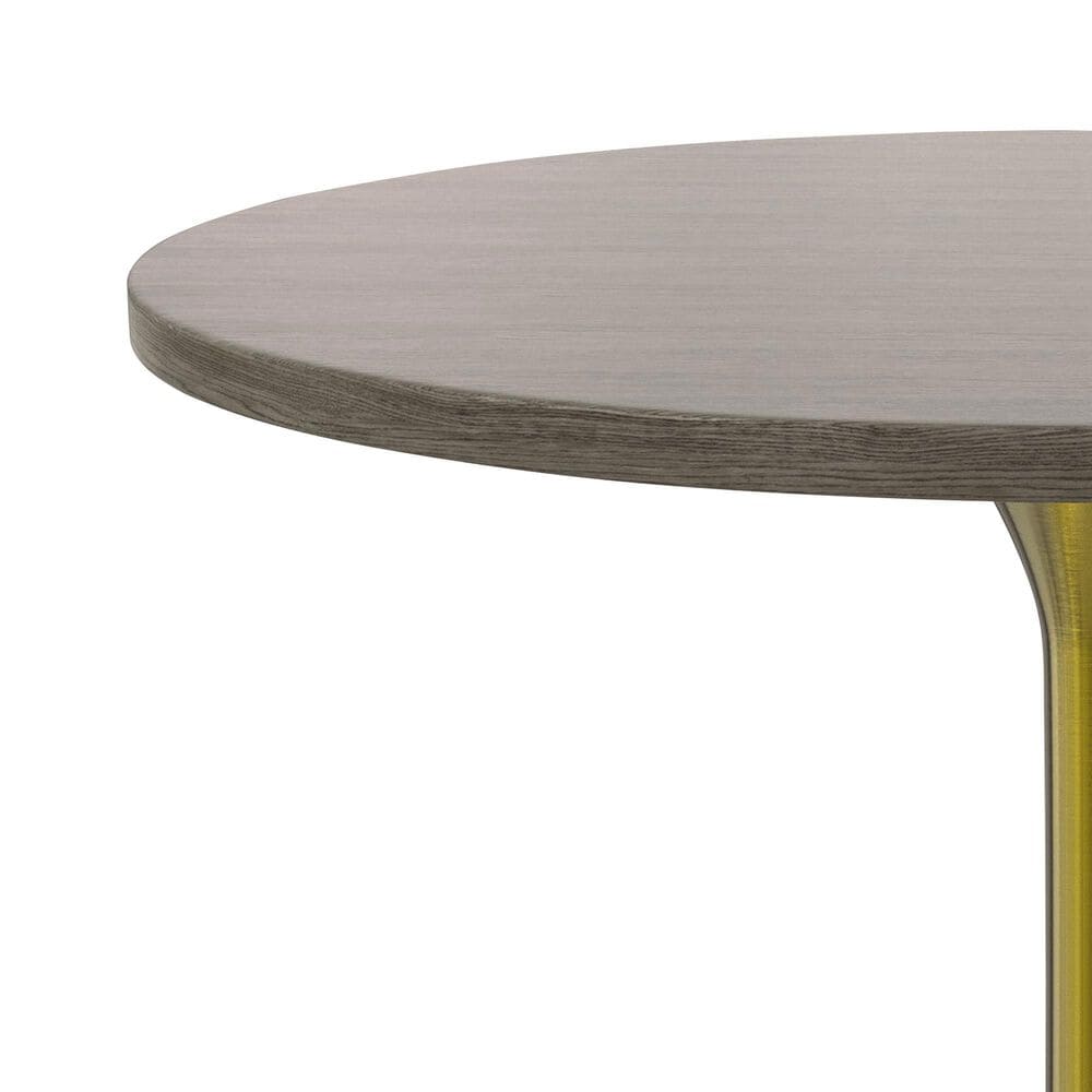 Leisuremod LeisureMod Verve Collection 36 Round Dining Table, Brushed Gold Base with Dark Maple MDF Top, , large