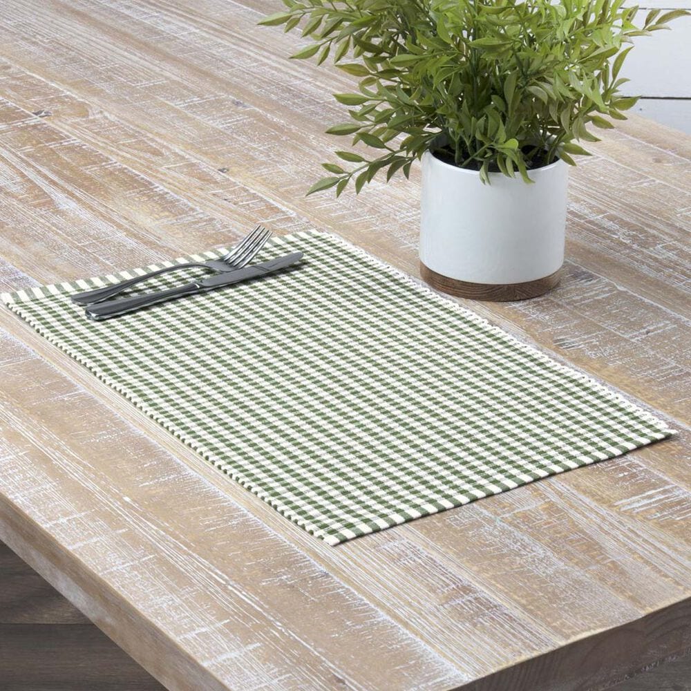 VHC Tara Rib Weave Placemat Set in Moss Green &#40;Set of 6&#41;, , large