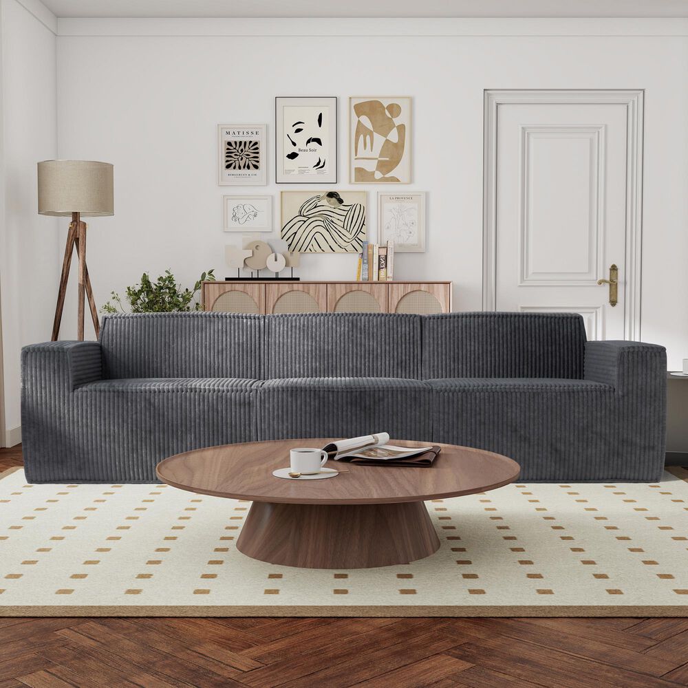 Furniture of America Facil 3-Piece Modular Track Arm Sofa in Dark Gray, , large