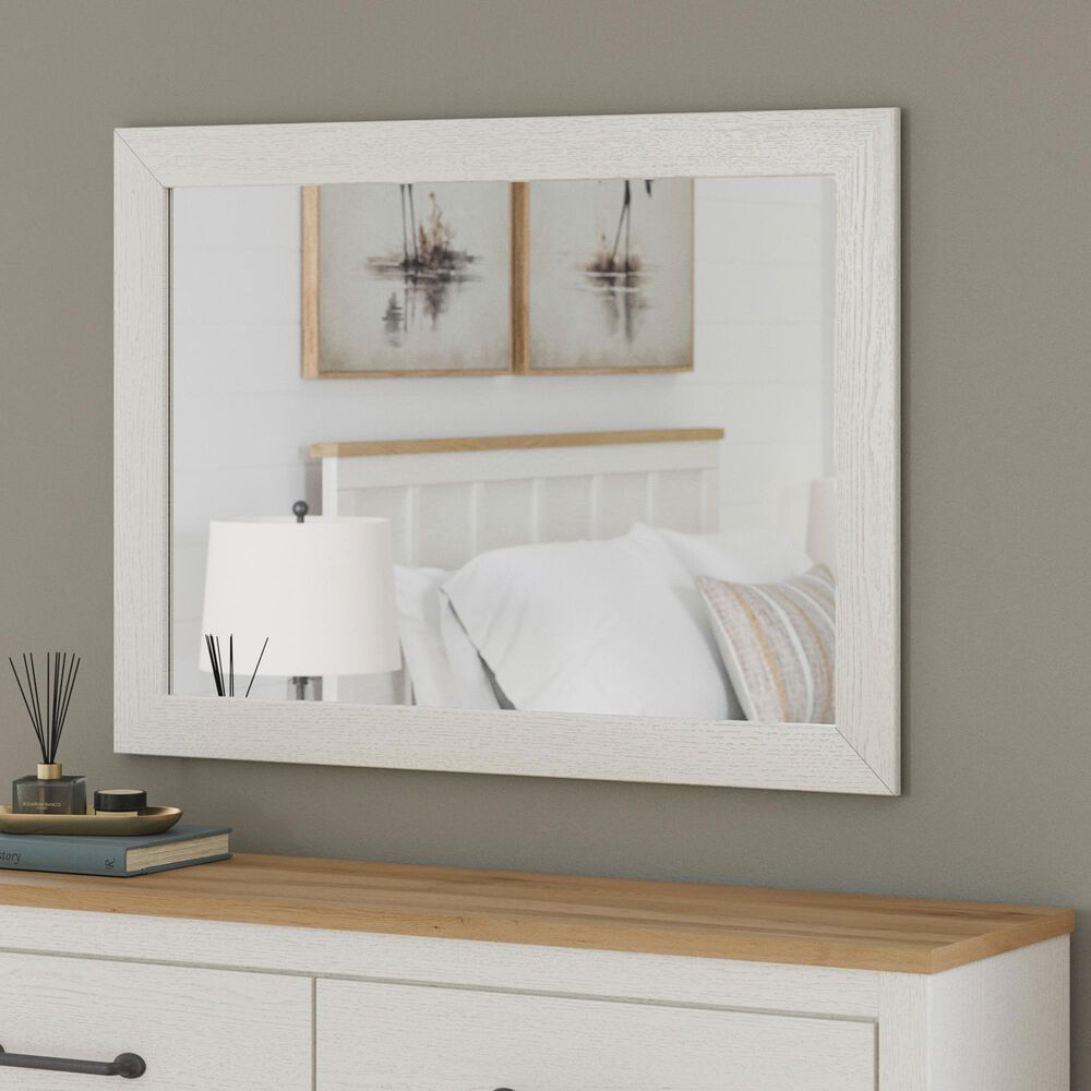 Ashley Linnocreek Dresser and Mirror in White and Warm Brown, , large