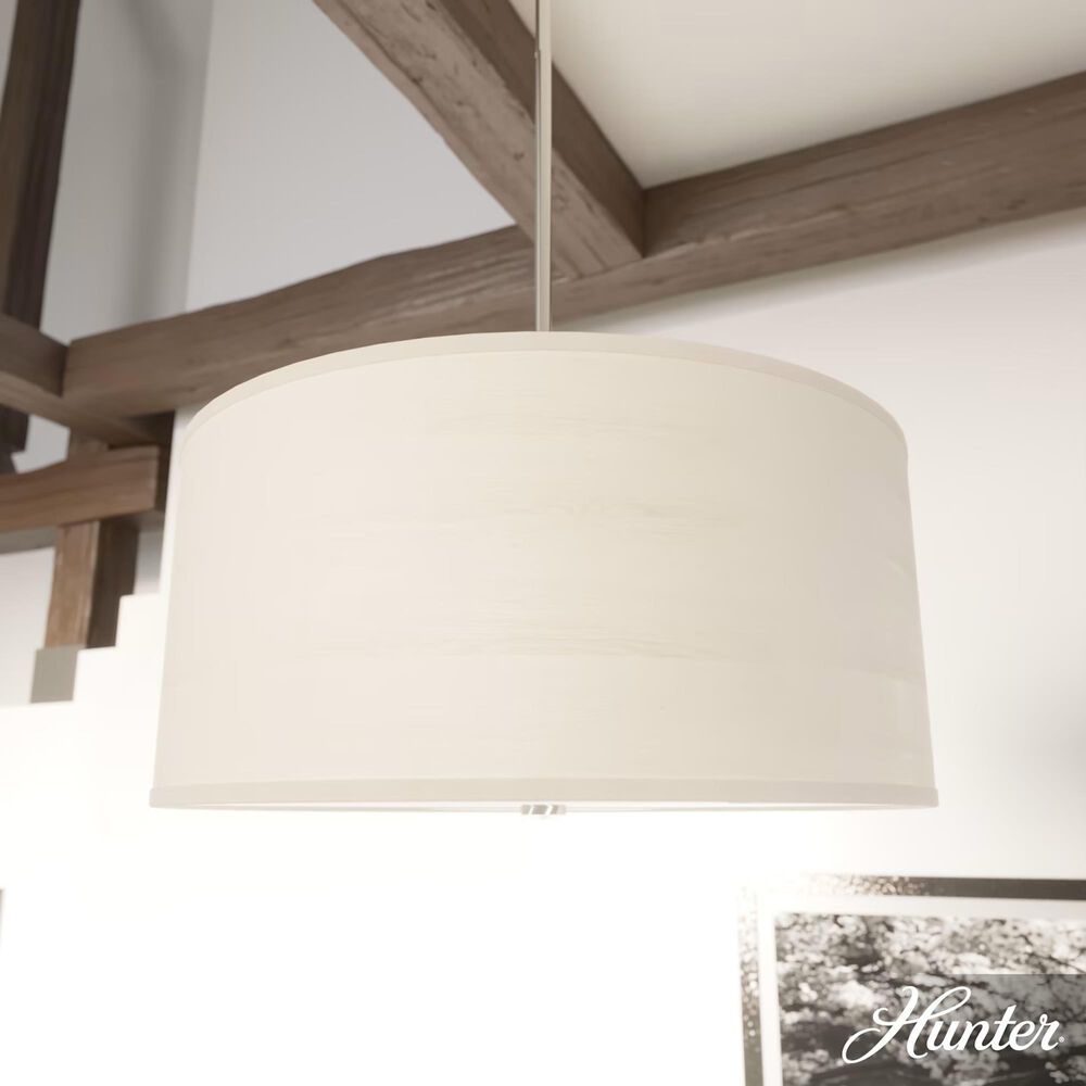 Hunter Solhaven 3-Light Mini Pendant with Bleached Alder Shade in Brushed Nickel, , large