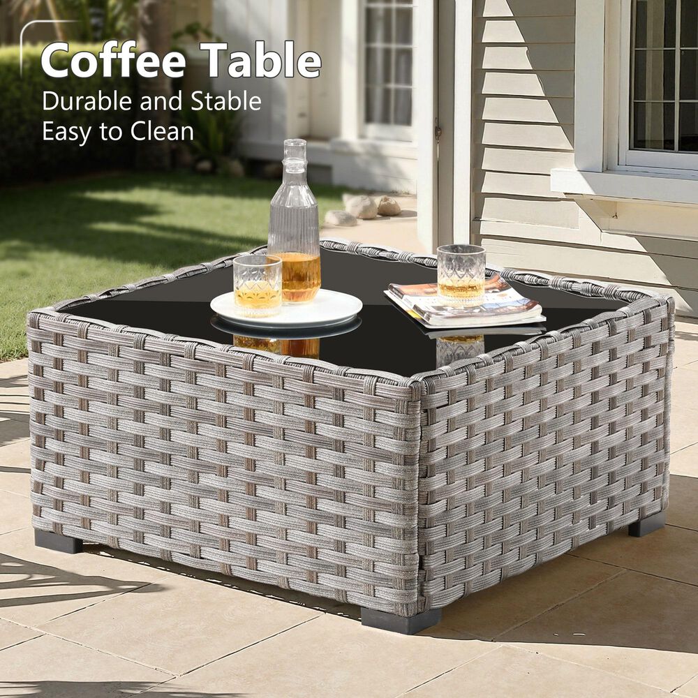 HOMLUX 6-Piece Outdoor Wicker Sectional Patio Furniture Set in Beige, , large