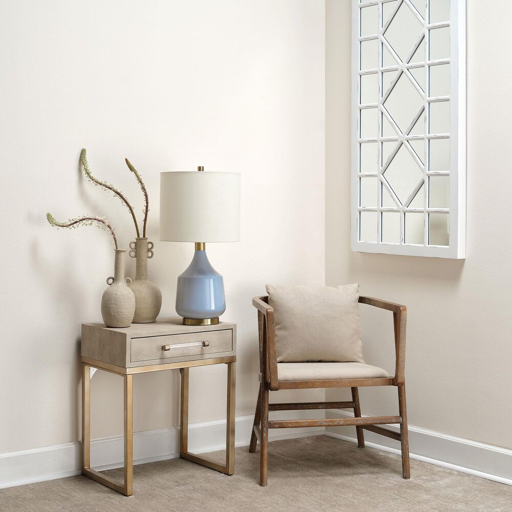 Splendor Living Clarion Faux Shagreen Side Table in Cream, , large