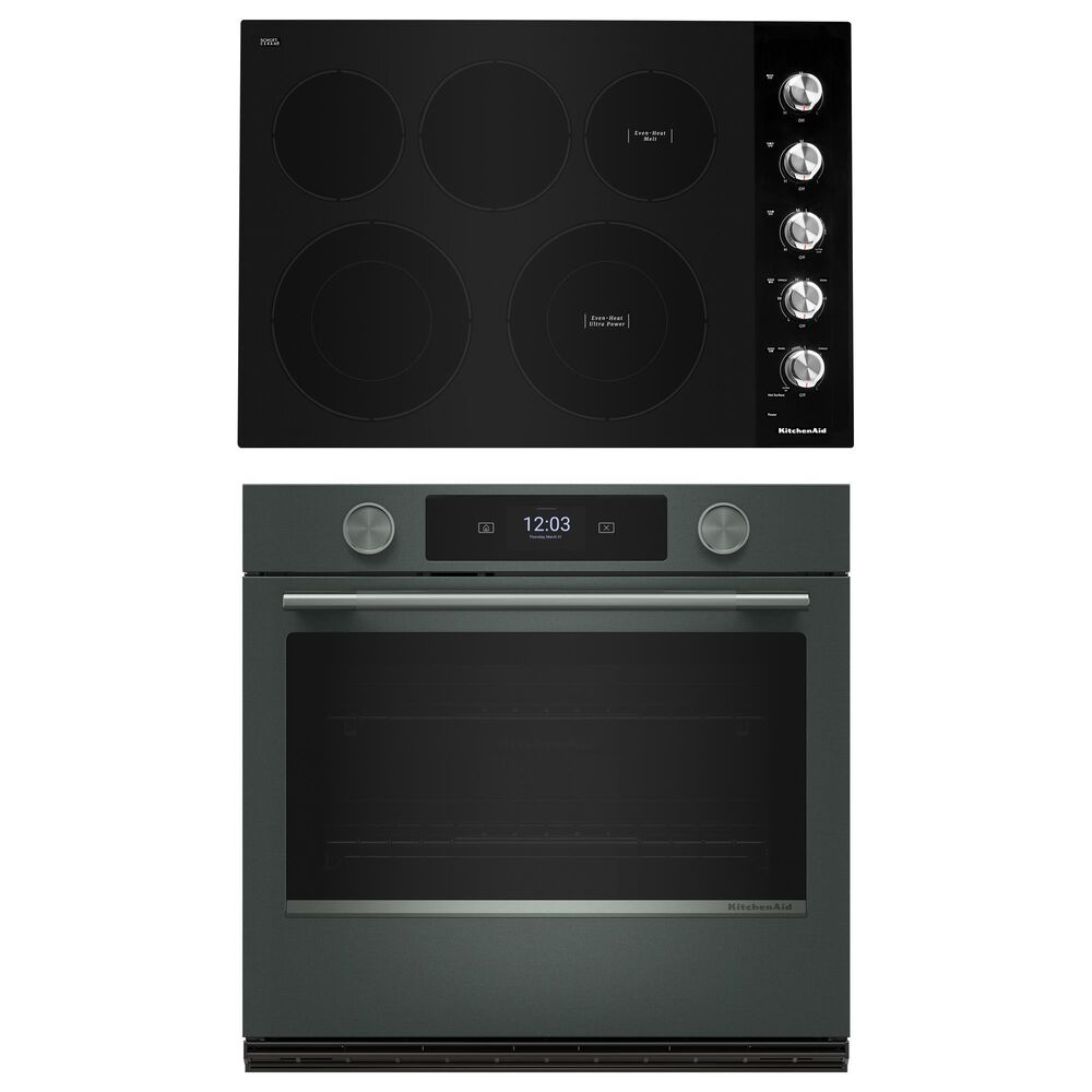 KitchenAid 2-Piece Kitchen Package with Juniper 30" Smart Single Wall Oven and Black 30" Electric Cooktop, , large