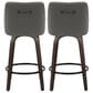 LumiSource Hannah Swivel Counter Stool with Dark Grey Faux Leather Upholstery in Walnut and Black (Set of 2), , large
