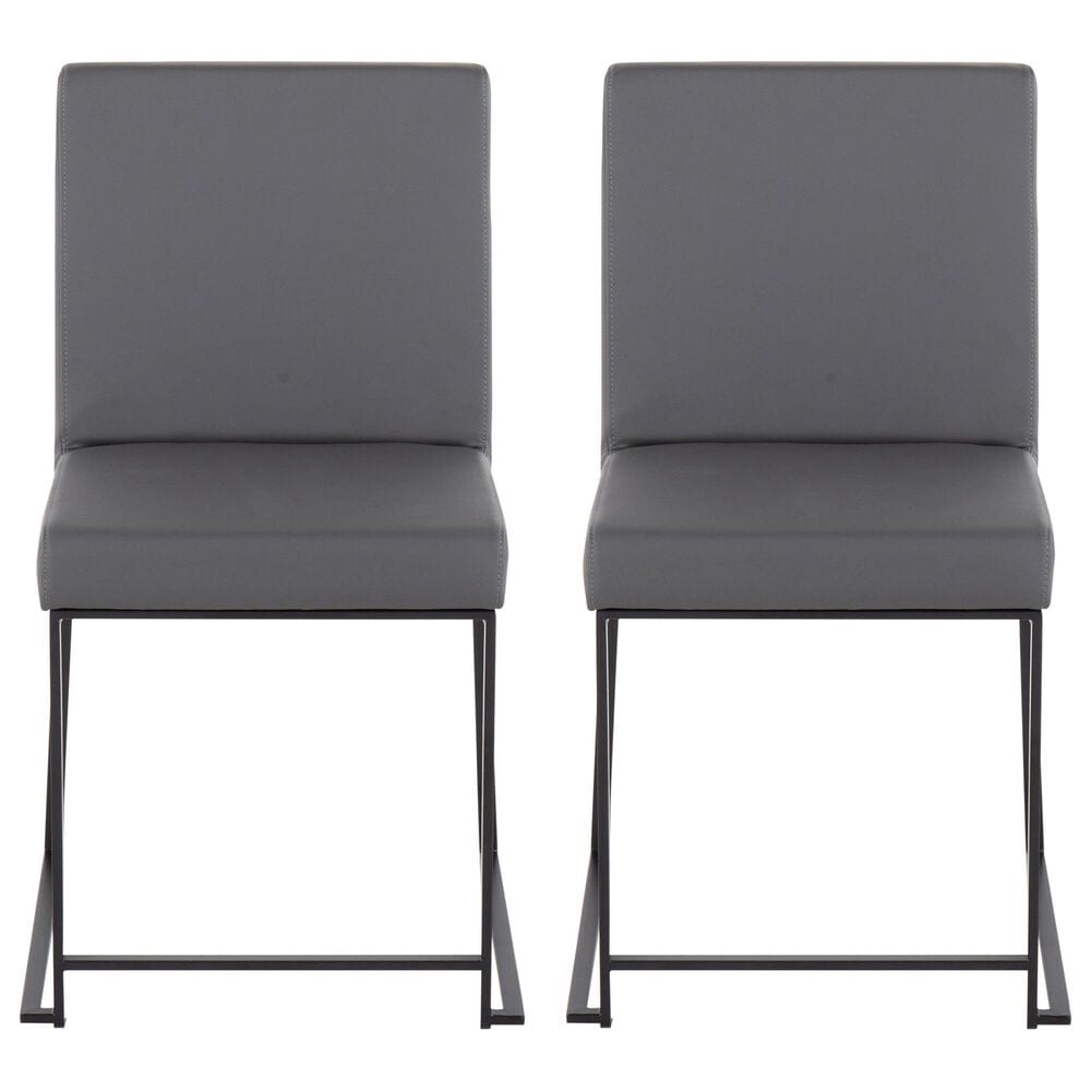 LumiSource Fuji Side Chair with Grey Cushion in Black (Set of 2), , large