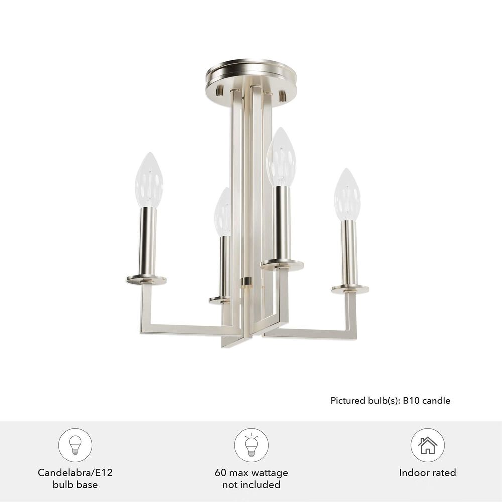 Hunter Bearden 4-Light Small Chandelier in Brushed Nickel, , large