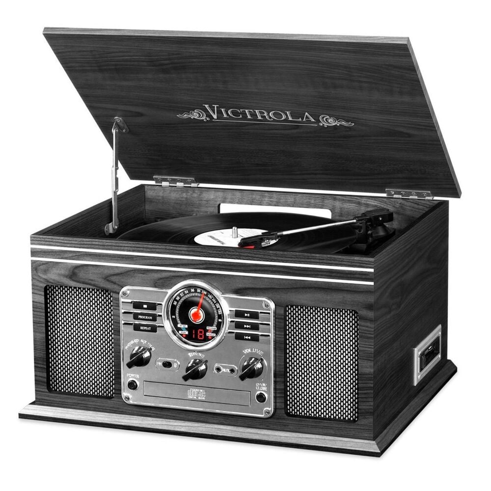 Victrola 6-in-1 Nostalgic Bluetooth Record Player with 3-speed Turntable with CD and Cassette - Graphite, , large