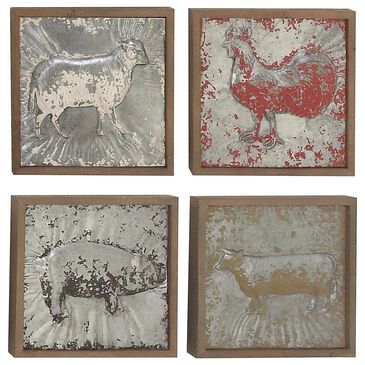 Maple and Jade 15" Square Metal Wall Decor in Natural Brown (Set of 4), , large